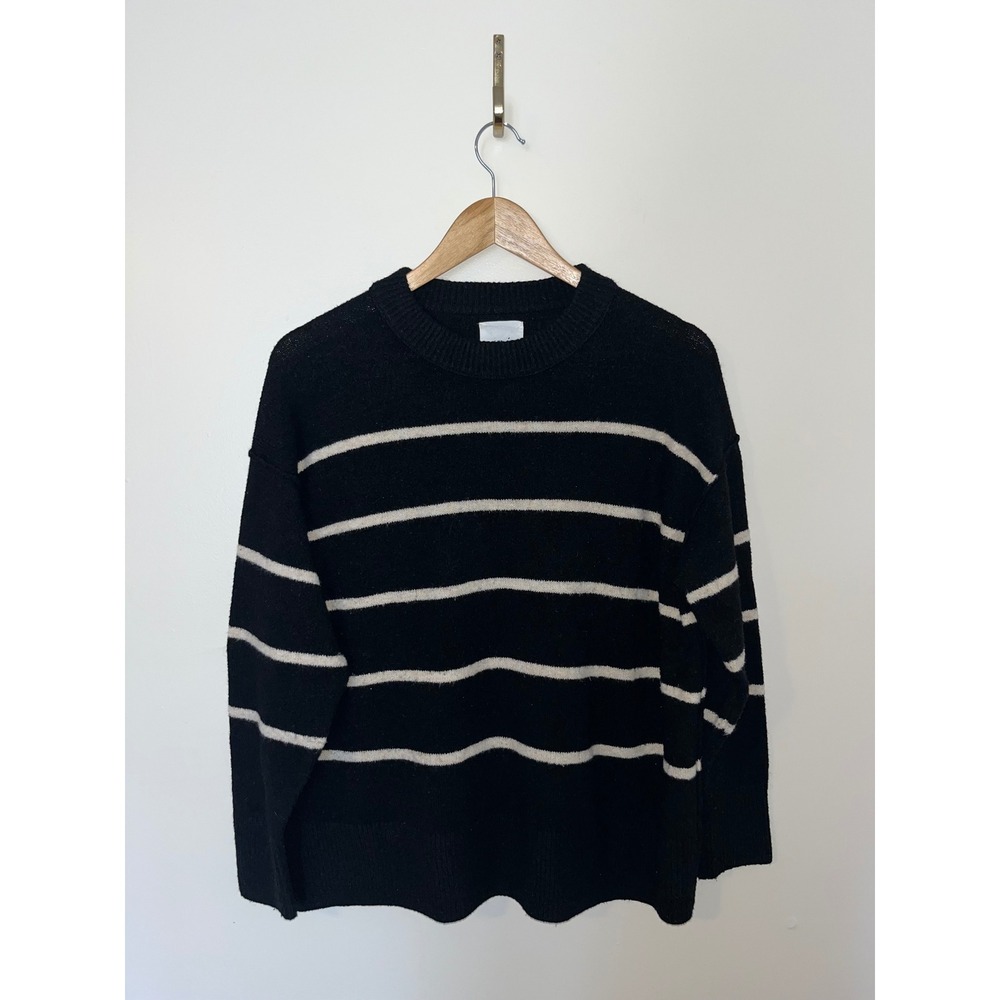 Aerie Striped Crewneck Sweater Black White Knit Pullover‎ Women's | Small
